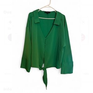 Eloquii Emerald Tie-Front Blouse